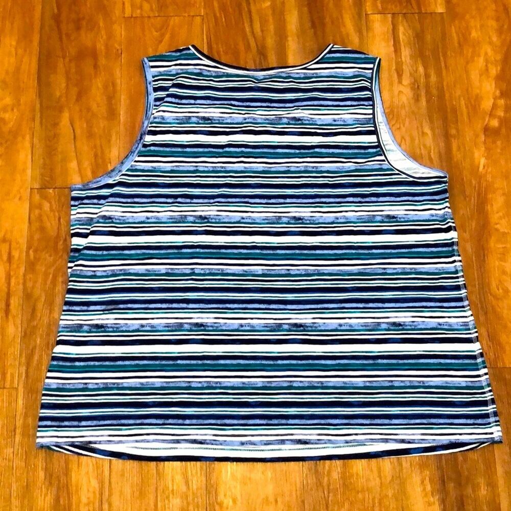 Basic Editions Striped Tank Top Size 3X - Picture 2 of 5